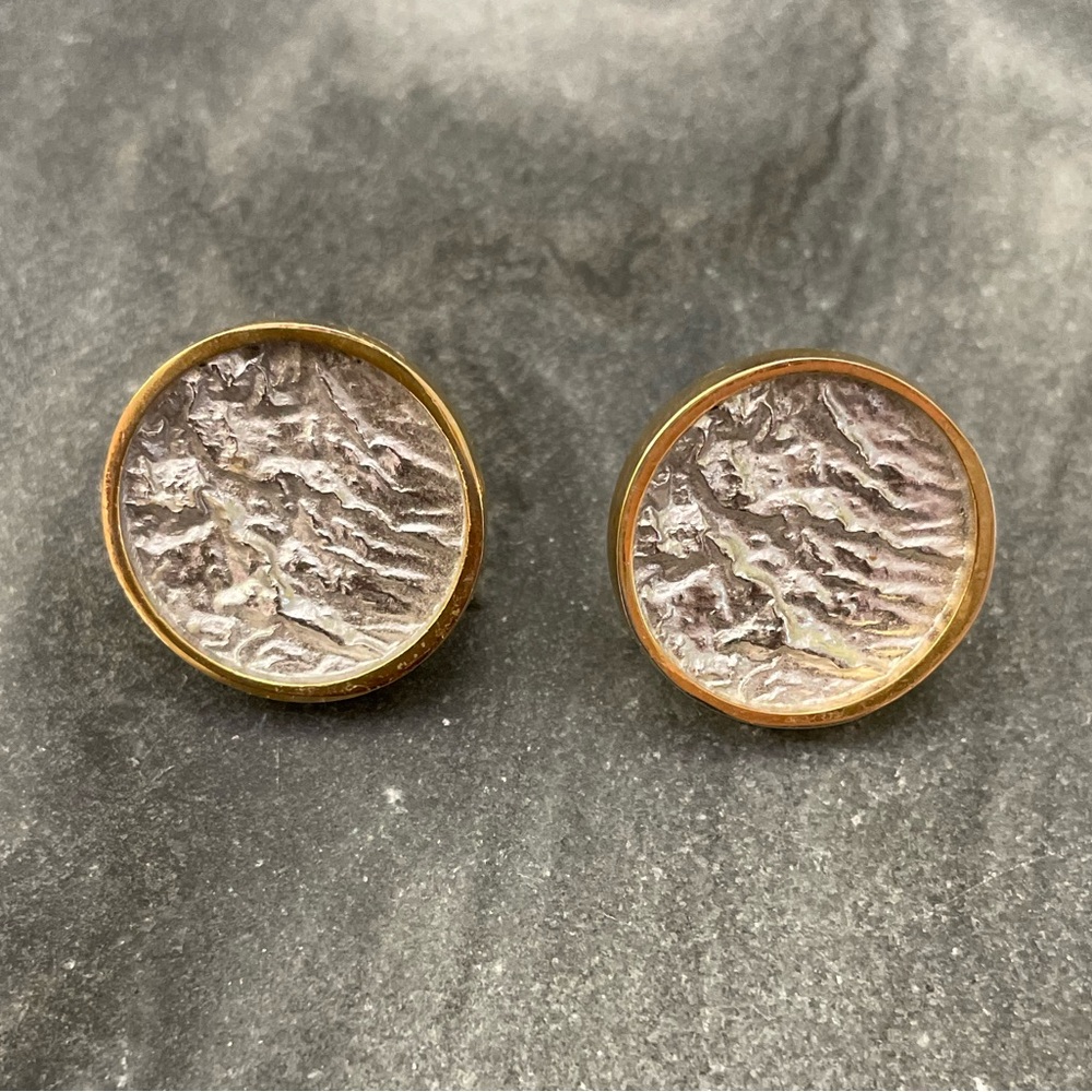 Vintage Napier Mixed Metals Gold Silver Earrings - image 1